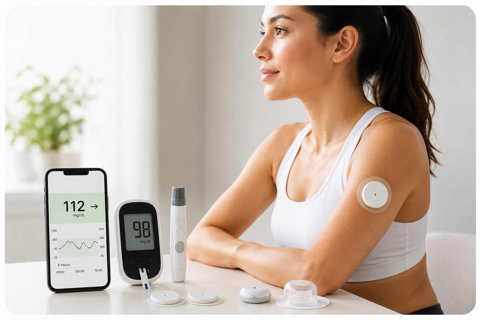 Diabetes monitoring adhesive components