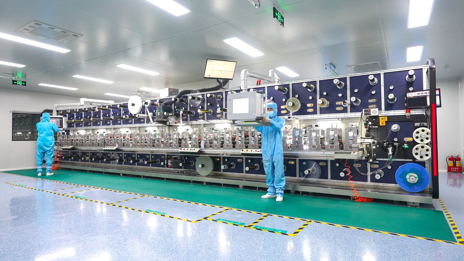 High-volume rotary die cutting line in a cleanroom